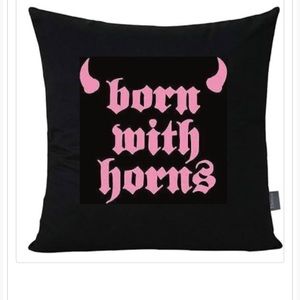 Born with Horns Throw Pillow